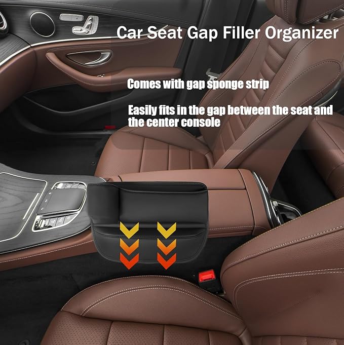 Cup Holder Gap Filler, Car Gap Filler Organizer, Car Gap Filler, Gap Filler Organizer, Car Gap Holder, Suitable Most Vehicles (Black Driver's & Passenger)