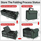 Car Trunk Organizer with Cooler Bag, Collapsible Multi-Compartment Car Organizer for SUV, Truck, Durable Car Storage Organizer for Groceries, Camping, Christmas Gifts (Green)