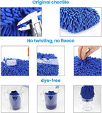 Microfiber Car Wash Mitt Scratch Free Auto Cleaning Glove 1Pc Double-Sided Strong Water Absorption Thickened Wash Gloves Blue