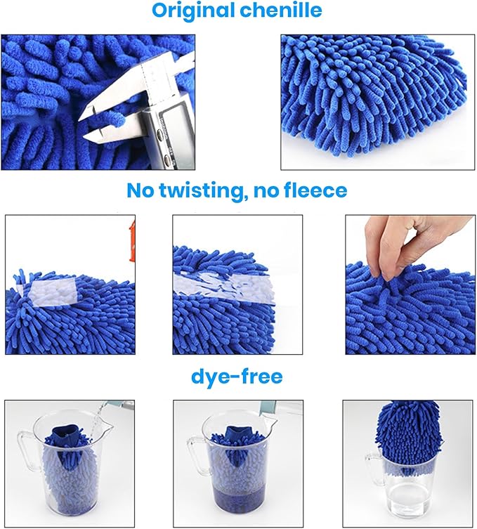 Microfiber Car Wash Mitt Scratch Free Auto Cleaning Glove 1Pc Double-Sided Strong Water Absorption Thickened Wash Gloves Blue