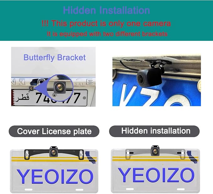 YEOIZO Wireless License Plate Backup Camera for Car/SUV - No Drilling WiFi HD 160° View, Waterproof Reverse/Rear View Camera with Real-Time Signal, Compatible iPhone/Android/iPad (Parking/Hitch Aid)