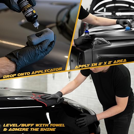 Apex 5 Year Graphene Ceramic Coating 10H with 2 Applicators 50mL - Durable Car Paint Protection - Applies Easily - Hydrophobic Graphene Ceramic for Ultra Gloss - Great on Paint/Glass/Wheels