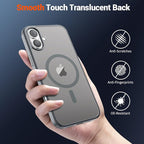 SUPFINE Magnetic for iPhone 16 Case (Compatible with MagSafe) (Military Grade Drop Protection) Translucent Matte Shockproof Phone Cover,Gray