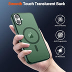 SUPFINE Magnetic for iPhone 16 Plus Case (Compatible with MagSafe) (Military Grade Drop Protection) Slim Translucent Matte Shockproof with Anti-Fingerprint Phone Case,Forest Green