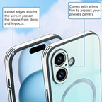 Guppy Compatible with iPhone 16 Plus Case Magnetic, with Full Camera Lens Protector [Compatible with MagSafe] Scratch Resistant Gradient Glass Back Cover Phone Case-Blue