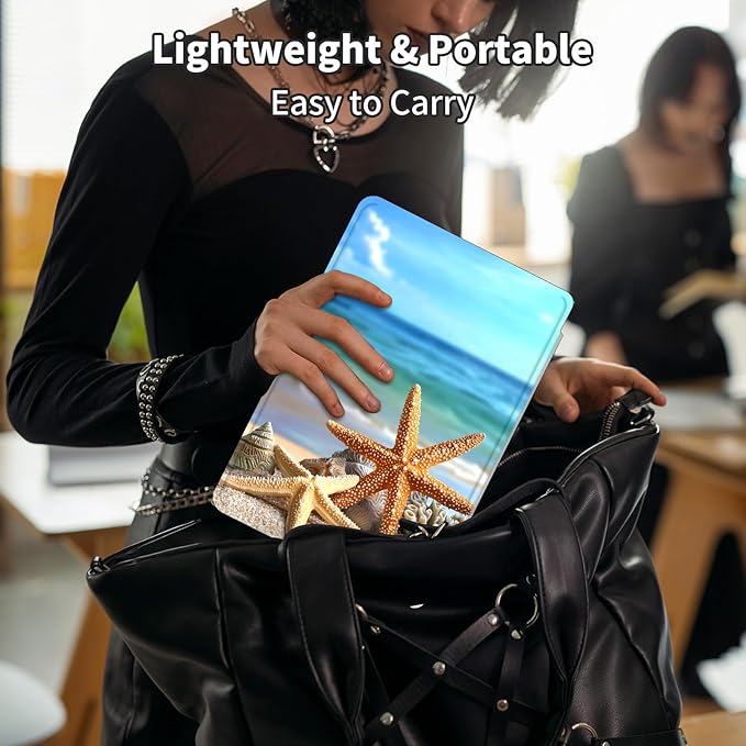 Case for Kindle Scribe,360 Degree Rotating Swivel PU Leather Stand Flip Folio Cover with Auto Wake/Sleep for Amazon Kindle Scribe Cover 10.2 Inch (2024/2022 Release),Starfish Sea Beach