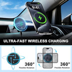 Wireless Car Mount Charger Fast Charging for Tesla Model 3/Y/3 Highland/Y Juniper (Model Y Juniper 2025+, Without OBD Charger)