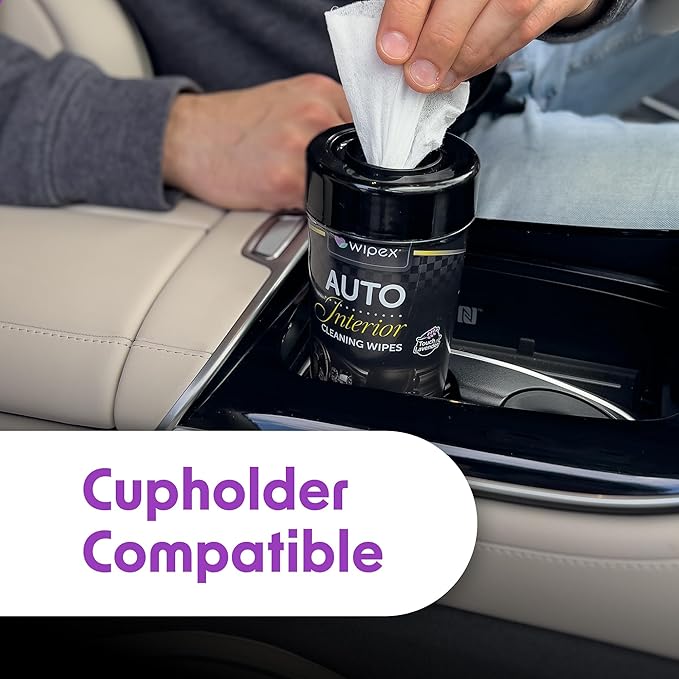 Wipex Auto Interior Car Cleaning Wipes - Plant Based Car Wipes - Lavender Essence, UV Protectant, Safe for Vinyl, Rubber, Plastic, Leather, Chrome, Non-Greasy Matte Finish, 40 Count (Pack of 12)