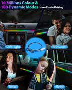 Acrylic LED Lights for Car, 43.3in RGB Strip Light Car LED Lights Interior with USB Port, App Control, Music Sync, 146 LEDs Interior Ca r Lights for Women Men Gifts