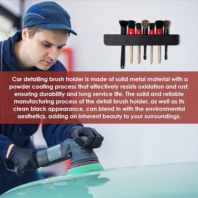 Detail Brush Holder, Detailing Brush Holder, Car Detailing Brush Holder, 10 Holes Car Detailing Brush Holder With Mounting Hardware, Wall Mount Detail Brush Rack for Garage Workshop Hole Size 0.96 In