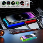 Wireless Charger Car Fast Charging pad, POLMXS Wireless Phone Charger Cell Phone RGB Light up Cordless Charging mat Compatible with iPhone 11/12/12/14/15 Galaxy S21/S22/S23/24 Airpod (C15 PAD)