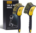 BMLEI Wheel & Tire Brush Set, 2 Pack Car Wheel Brush & Tire Cleaner Brushes, Soft Bristle Rim Brush and Stiff Tire Scrub Brush, Scratch-Free Wheel Cleaning Kit for Car Detailing, Trucks, SUVs