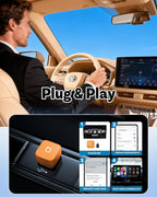 OTTOCAST 2026 New Mini Slim [USB C], 2-in-1 Wireless CarPlay Adapter & Android Auto Adapter, Plug & Play, 5s Auto-Connect Wireless Carplay Dongle for Factory Wired Cars, iPhone & Android Orange
