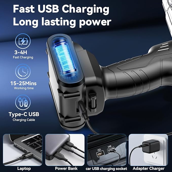 Sonashi 2-in-1 Car Vacuum Cleaner & Tire Inflator - High Power Portable Vacuum with Digital Tire Pressure Gauge, LED Light, Multifunctional Nozzle for Car Interior Cleaning & Emergency Tire Inflation
