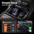 Carplay Wireless Adapter 2026 New, Bluetooth Apple Carplay Adapter Apple Car Play Wireless Carplay Adapter 2026 Mini USB Design with Fast Stable Connection 2-In-1 for Apple iOS 10+ Android 11+ Version