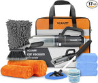 VCANENERGY Car Cleaning kit, Car Interior Detailing kit with 10000pa Car Vacuum Cleaner, Wheel Brush, Windshield Cleaner Tool, Microfiber Towel, Wash Mitt, Interior and Exterior Car Wash kit with Bag