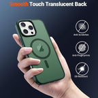 SUPFINE Magnetic for iPhone 16 Pro Case (Compatible with MagSafe) (Military Grade Drop Protection) Slim Translucent Matte Shockproof with Anti-Fingerprint Phone Case,Forest Green