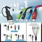 Travel Essentials 4 in 2 Multi Charging Cable [3Pack 5FT], Car Accessories Charging Cable, Chargers for Multiple Devices ith IP/Type C/Type C/Micro, Compatible with Most Phones/Tablets and More