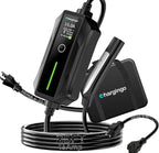 Level 1/2 Portable EV Charger for Tesla Model Y/3/S/X, Home 240V 16A (NEMA 6-20) & 120V 12A(NEMA 5-15 Adapter), Adjustable 8-16A, NACS, 25ft Cable, ETL Certified, LCD Display, Travel Bag