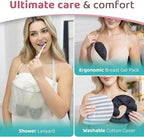 Zomaple Mastectomy Recovery Pillow with Strap, Swirly Gel Pack, Seat Belt Cover & Shower Lanyard – Post-Op Essentials, Breast Augmentation/Reduction & Recovery Supplies – Washable Cover for Comfort