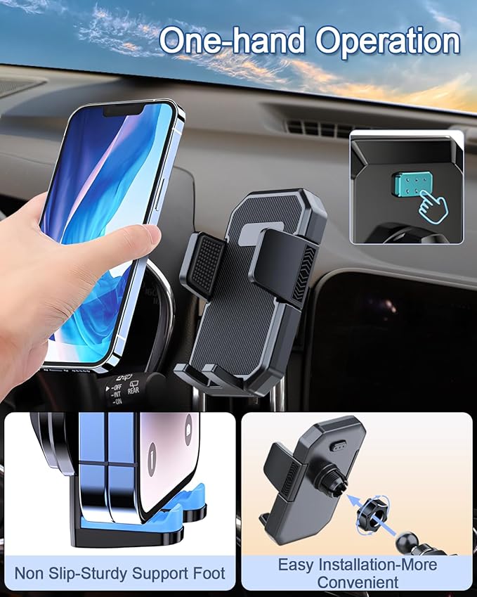 PZK Car Phone Mount for Toyota Tundra 2014 2015 2016-2020 2021 Accessories Custom Air Vent Car Phone Holder Auto Lock Hands Free 360° Rotation Cell Phone Automobile Cradles