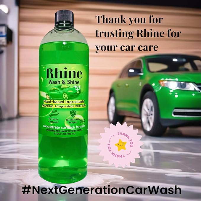 Plant-based Eco-friendly Car Wash Soap, Non-Toxic, Moderate-Foam Concentrated soap with rinse & no-rinse options