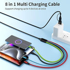Travel 4 in 2 Multi Charging Cable with Dual Type-C, USB A/USB C Chargers for Multiple Devices, Multiple Charger Cord Compatible with Most Cell Phones/Tablets and More (1Pack, 5FT)