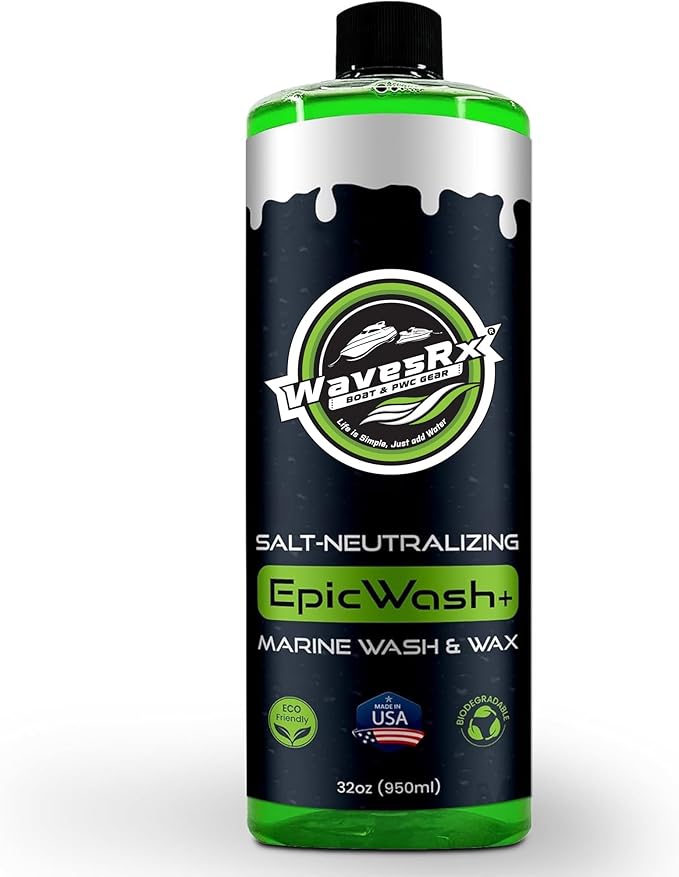 WAVESRX Salt Neutralizing Boat Soap & Jet Ski Wash with SiO2 Surface Protection (EpicWash+), Marine Grade Cleaner Removes Salt & Contaminants, Protective Ceramic Coating Prevents UV Damage