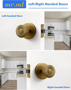 Passage Door Knob Antique Brass Retro Door Knob, Interior Hall Closet Vintage Door Handle Kitchen Pantry Laundry Room Brushed Doorknob, Stainless Steel Knob, 1 Pack