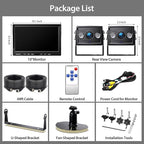 ZEROXCLUB 2 Wired Rear View Backup Camera System, 10" 1080P Monitor IP69K Waterproof Vibration-Proof 10G Reverse Camera, Quad Split Screen for Tractor, Truck, Trailer, Combine, Heavy Equipment, BH102