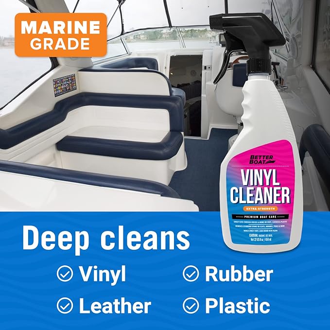 Boat Vinyl Cleaner Upholstery and Seat Cleaner Protectant for Marine Vinyl Windows and Pontoon Interiors Effective Boat Cleaning Supplies and Conditioner Products