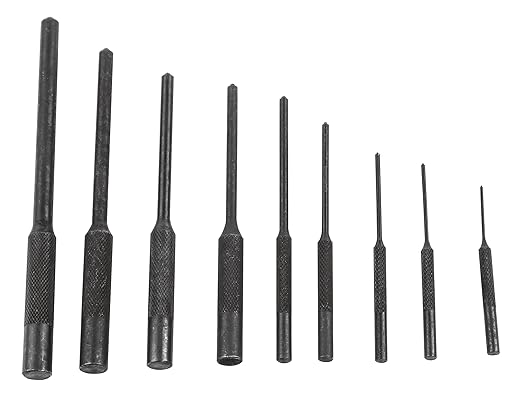 Wheeler Roll Pin Punch Set with 9 Steel Punches, Labeled Rollup Storage Bag for Firearm Maintenance and Gunsmithing
