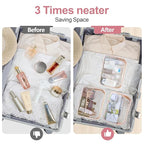 PACKISM TSA Approved Toiletry Bag - Pink Floral Print Clear Travel Bags, Suitable for Gifts, with Supporting Frame, Perfect for Travel Essentials, Thick No Smell