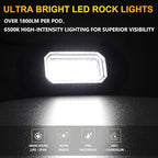 16 Pods Metal Bright Pure White LED Rock Lights Kit,Per pod provided 15FT Power Cord,6500K 36LEDs Neon Underglow Light Aluminum Waterproof Fender Lights for Trucks Trailer Jeep Off Road ATV UTV