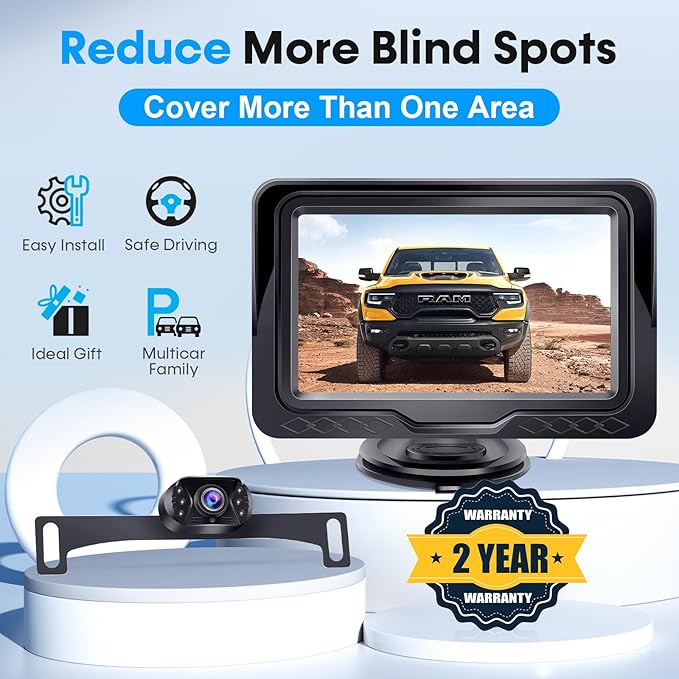 Backup Camera Ease Install for Car - USB Plug and Play, HD 1080P Rear View Camera Kit, Waterproof, Night Vision for Cars, Truck, SUV, Van, Camper