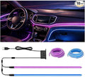 EL Wire Car Interior Lights Kit, 2 Packs 3.28FT Neon Ambient Lighting Strip, USB Powered Electroluminescent Light with Fuse Protection, Flexible DIY Trim Lighting for Car, Home & Party (Purple&Blue)