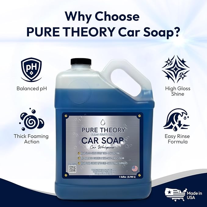 Car Whisperer – Premium Car Wash Soap 128 fl oz | High-Foam, pH-Balanced Formula | Streak-Free Shine | Protects Wax and Coatings | Safe for All Finishes | MADE IN USA