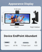 Wireless CarPlay and Android Auto 10.26-inch Touchscreen, 4K Dash Camera and 1080p Backup Camera, Universal Portable car Display, Equipped with 64G Memory Card
