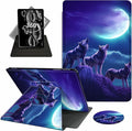 for Kindle Paperwhite Case,6.8" Kindle Paperwhite 11th Generation Case and Kindle Paperwhite Signature Edition,360 Degree Rotating Stand Leather Cover with Auto Wake/Sleep,Moon Blue Wolf