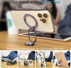 Doflyesky Magnetic Phone Ring Holder, Double Adjustable Phone Grip and Stand Compatible with MagSafe Ring Holder, Compatible with PopSockets MagSafe Ring Removable for iPhone & Android Phone, Purple