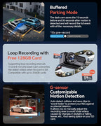 Coolcrazy 4K Dash Cam Front and Rear, STARVIS Sensor, Free 128GB Card Included, 5GHz WiFi-up to 20MB/s, Dual Dash Camera for Cars, Built-in GPS, G-Sensor, WDR/HDR Super Night Vision, 24H Parking Mode