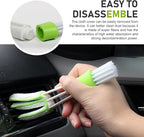 Set of 3 Mini Duster for Car Air Vent, 3 Arms Blinds Duster, Automotive Air Conditioner Cleaner and Brush, Cleaning Tools for Window Blinds, Keyboard, Air Conditioner Vents, Fans (Green)
