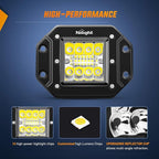 Nilight 2PCS 42W Flush Mount LED Pods Spot Flood Combo Beam Driving Backup Reverse Light Grill Mount with Wiring Harness Kit -2 Leads (ZH413)