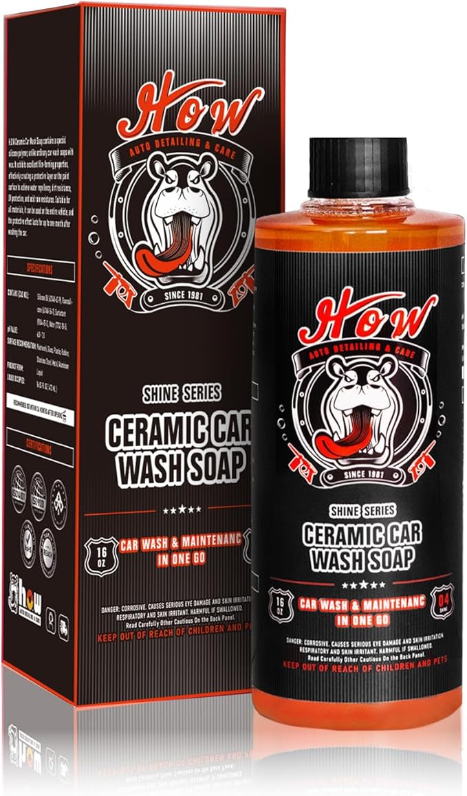 H.O.W AUTO DETAILING & CARE H.O.W 16 oz PH Neutral Ceramic Car Shampoo，Ceramic Car Wash Soap for Pressure Washer