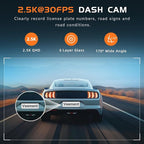 Dash Cam 2.5K Dash Camera for Cars, V200 WiFi Dash Cam Front, Wireless Dashcam with App, WDR Night Vision, G-Sensor Dash Camera, 24H Parking Mode, Loop Recording, Support 256GB Max