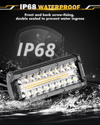 Auxbeam 7 Inch 300W LED Light Bar, 6 Modes Strobe Amber Fog Light Dual Color Spot Flood Offroad Driving Lights, Memory Function LED Work Lights for Truck Car ATV