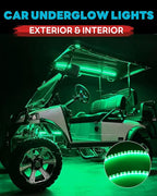 12V Led Light Strip Connectable 24Inch Green Led Strip Lights for Car Underglow Kit Golf Cart Motorcycle Boat Cabinet Waterproof Led Light Strip,4Pack