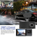 Dash Camera Front and Inside Dash Cam for Car Security 1080P Video Recorder with Audio Plug and Play, WDR, Night Vision, G-Sensor Auto Lock, 2 Inch Screen Vehicle Security