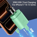 Phone 17 16 15 Charger Fast Charging,30W USB C Phone 17 16 15 Pro Max Charger Block &10FT Long Type C Cable Cord for i.Phone 17/Air/17 Pro/17 Pro Max/16/16 Plus/16 Pro/16 Pro Max/15/15 Pro Max,Green