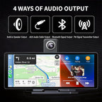 10.26 Inch Wireless Apple CarPlay & Android Auto Screen for Car with 4K Dash Cam,Ultra-Light Touchscreen, IP68 1080P Backup Camera, GPS Navigation, Voice Control, Mirror Link(No Card)